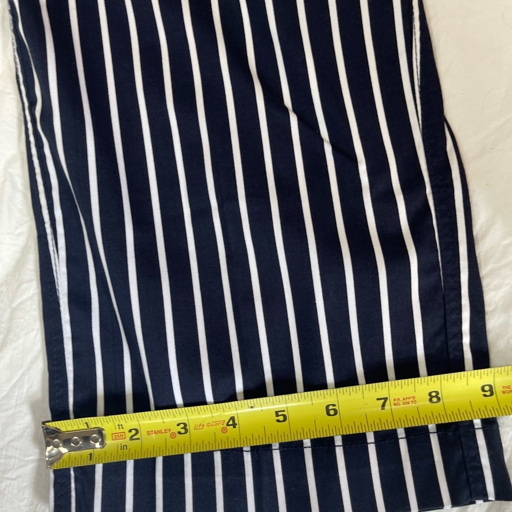 Chico’s navy and white stripes cotton wide leg crop stretch pants women’s size 6 - Picture 10 of 17